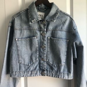 Zara Oversized Cropped Denim Jacket